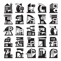 modern building and house, modern architecture design vector set