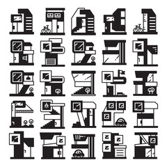 modern building and house, modern architecture design vector set