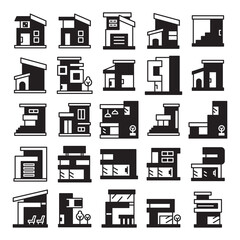 modern building and house, modern architecture design vector set