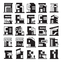 modern building and house, modern architecture design vector set