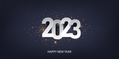 Happy new year 2023 background. Holiday greeting card design. Vector illustration.
 - obrazy, fototapety, plakaty