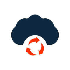 Cloud, refresh, relocate icon. Simple flat design concept.