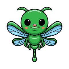 Cute little green dragonfly cartoon