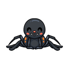 Cute little black spider cartoon