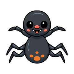 Cute little black spider cartoon