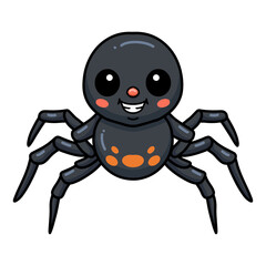 Cute little black spider cartoon