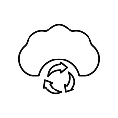 Cloud, refresh, relocate outline icon. Line vector design.