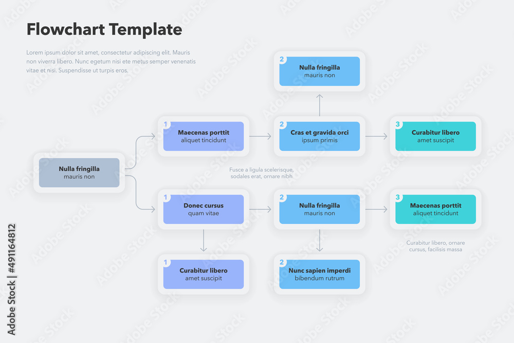 Poster Simple infographic for flowchart template with place for your content.  Flat design, easy to use for your website or presentation.
