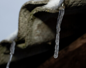 Little icicles on a slate roof