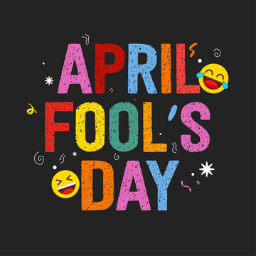April fools day background funny and crazy face emoji icon