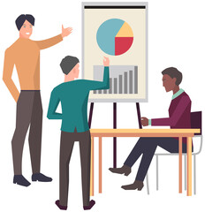 Businesspeople have project strategy planning meeting. Teamwork with business plan, creating new creative project. Meeting to discuss starting business. Colleagues discussing work in entrepreneurship