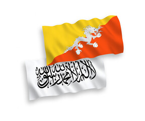 Flags of Taliban and Kingdom of Bhutan on a white background