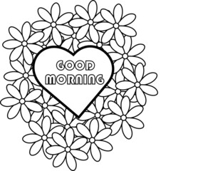 GOOD MORNING COLORING PAGE,TATTOO COLORING PAGE,CREATIVE DESIGN COLORING PAGE,