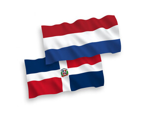 Flags of Dominican Republic and Netherlands on a white background