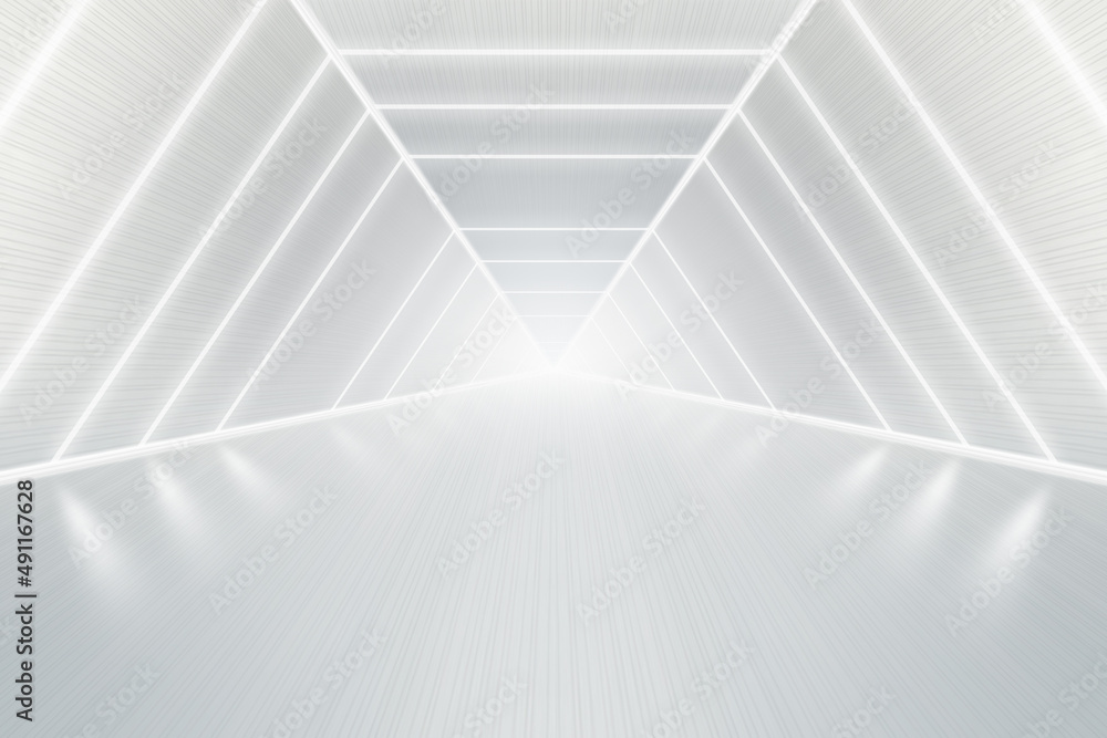 Poster 3d rendered lines extend forward to the future space passage background
