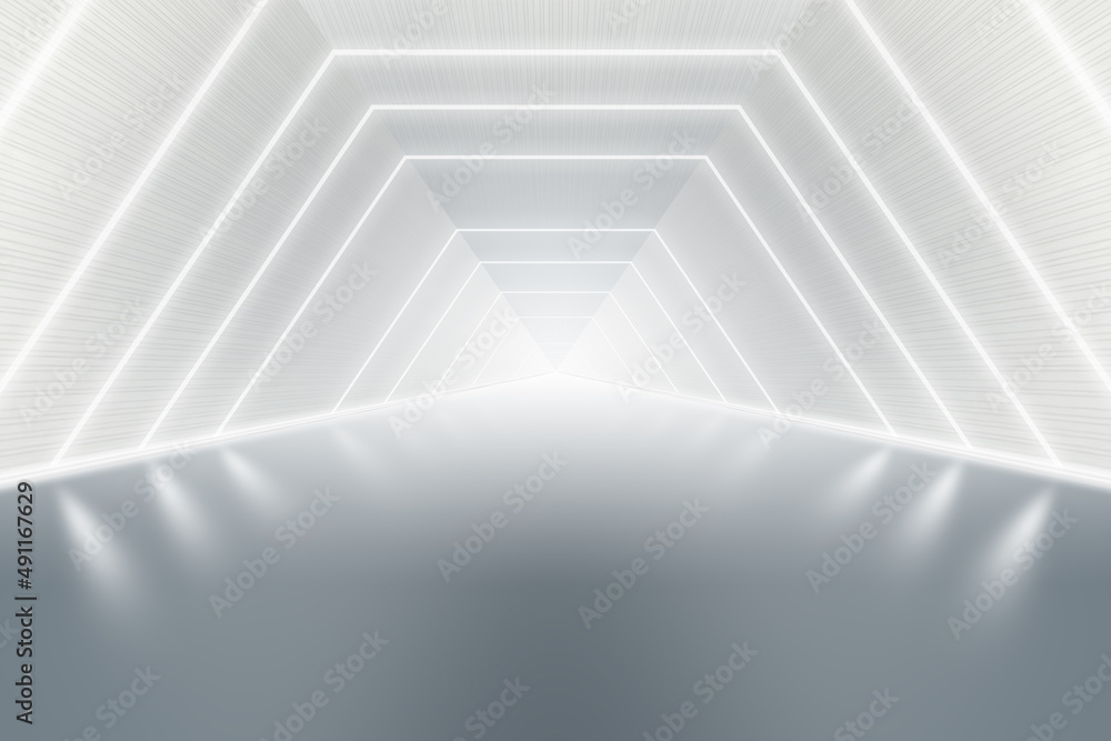 Poster 3d rendered lines extend forward to the future space passage background