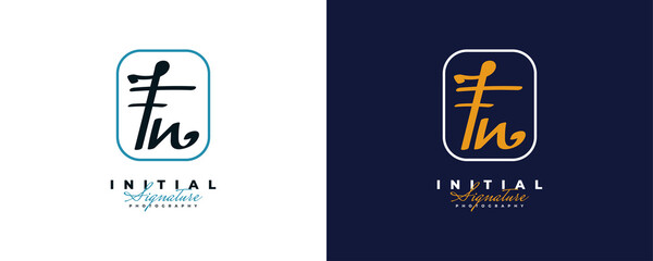 Initial F and N Logo Design with Elegant and Minimalist Handwriting Style. FN Signature Logo or Symbol for Wedding, Fashion, Jewelry, Boutique, and Business Identity
