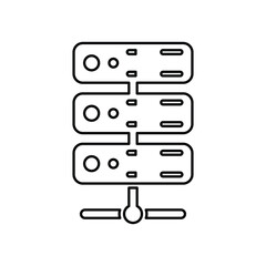 Database, hosting, server outline icon. Line art sketch.