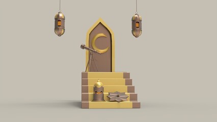 3D Ramadan kareem Background, 3d illustration