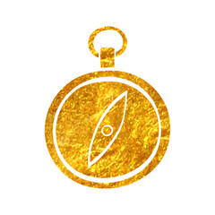 Hand drawn gold foil texture icon Compass