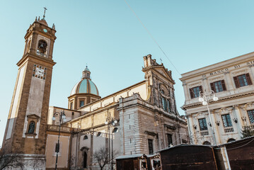 View of San Giuliano Cathedral in Caltagirone, Catania, Sicily, Italy, Europe, World Heritage Site