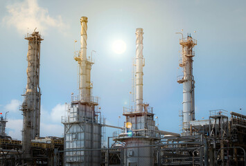 Background of industrial oil refinery plant at industrial zone.