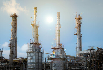 Background of industrial oil refinery plant at industrial zone.