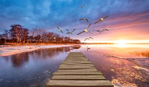 sunset over the river