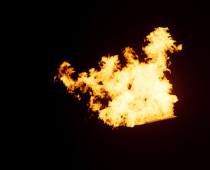 End of a Diagonal wild Fire line with a light reddish glow on black