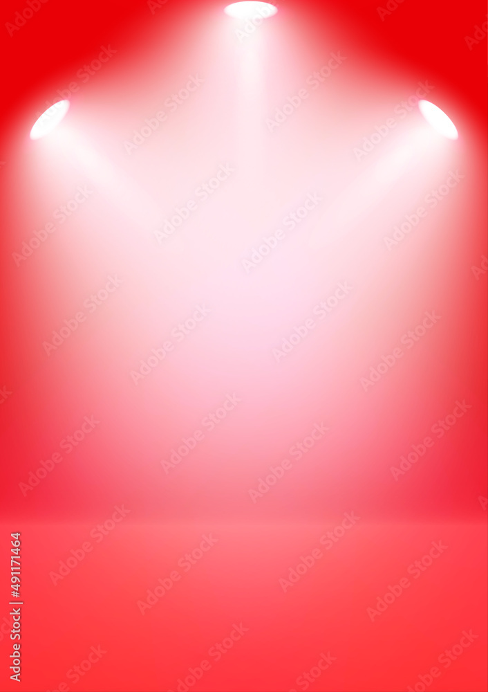 Poster graphics design spot light with red color background for backdrop vector illustration