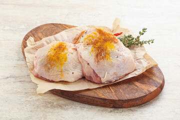 Raw chicken thigh for cooking