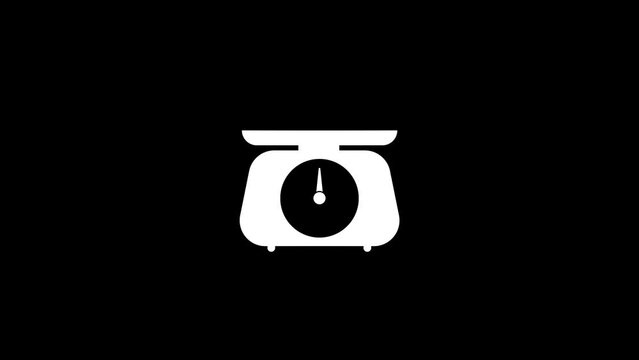 White picture of weight on a black background. weight for measuring mass. Distortion liquid style transition icon for your project. 4K video animation for motion graphics and compositing.