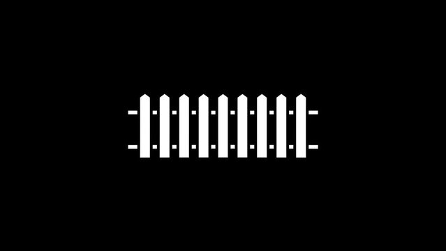 White picture of fence on a black background. fencing of the territory. Distortion liquid style transition icon for your project. 4K video animation for motion graphics and compositing.