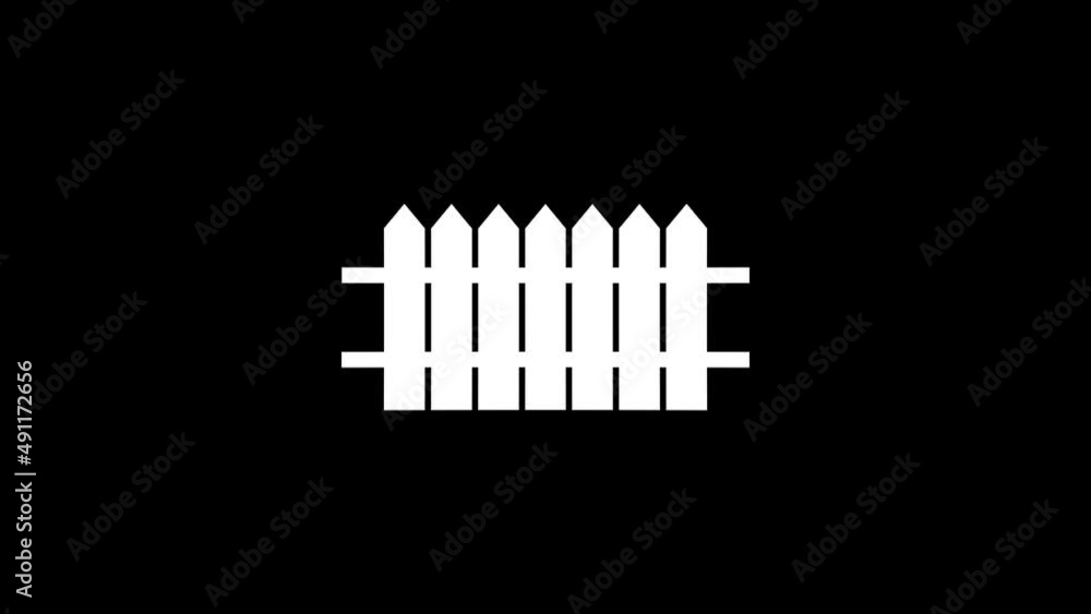 Poster white picture of fence on a black background. fence for protection from neighbors. distortion liquid