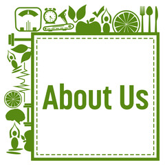 About Us Green Health Concept Symbols Frame Corners 
