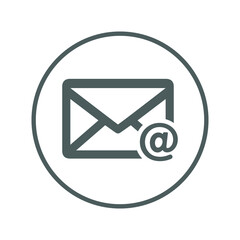Email, subscription, mail icon. Gray vector sketch.