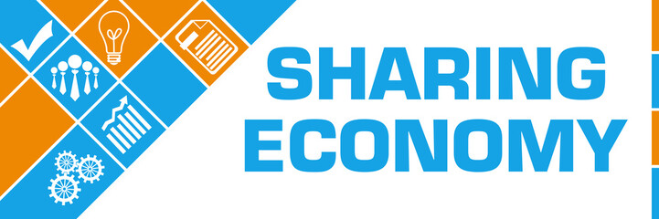 Sharing Economy Business Symbols Orange Blue Left Triangles 