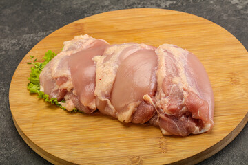Raw chicken boneless and skinless leg