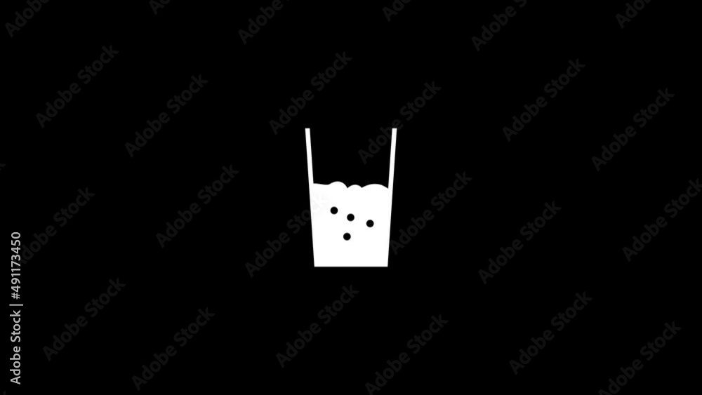 Poster white picture of glass with drink on a black background. carbonated drink with bubbles. distortion l