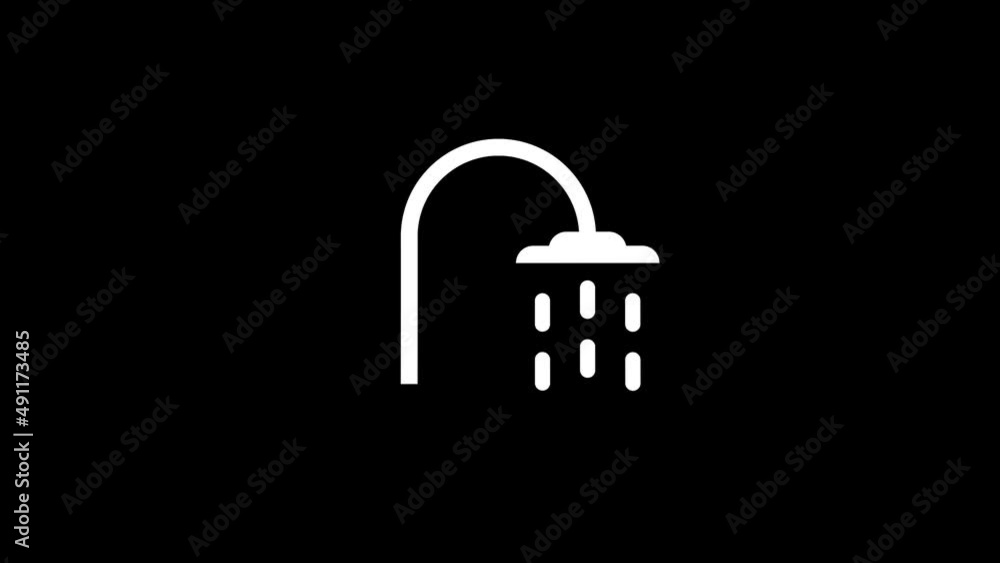 Poster white picture of shower on a black background. taking a shower for cleansing. distortion liquid styl