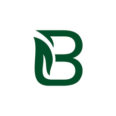 Laves and letter B combination in white background, flat minimalist vector logo design editable