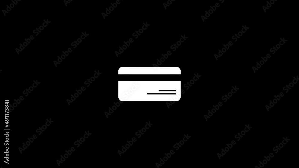Poster white picture of credit card on a black background. cashless payments. distortion liquid style trans