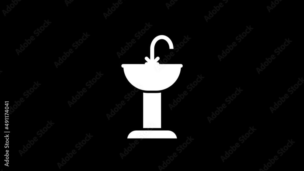 Poster white picture of washbasin on a black background. hand disinfection during quarantine. distortion li