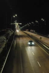traffic on highway at night
