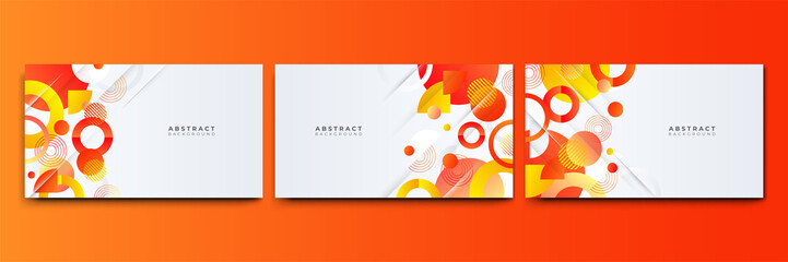 Abstract colorful orange yellow shapes presentation background. Gradient dynamic lines background. Modern mosaic blue orange Colorful geometric design background