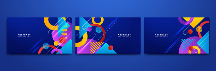 Abstract colorful shapes presentation background. Gradient dynamic lines background. Modern mosaic blue orange Colorful geometric design background