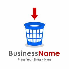 Trash bin arrow icon recycle vector logo template. Suitable for Business, web and environment