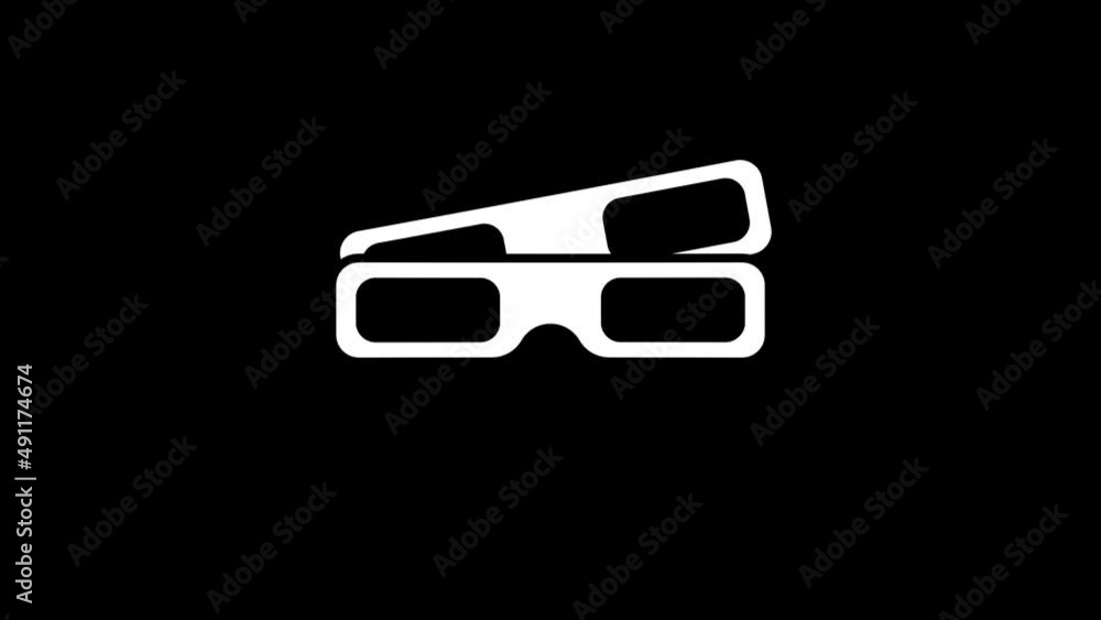 Poster white picture of 3d glasses on a black background. watching a movie in the cinema. distortion liquid