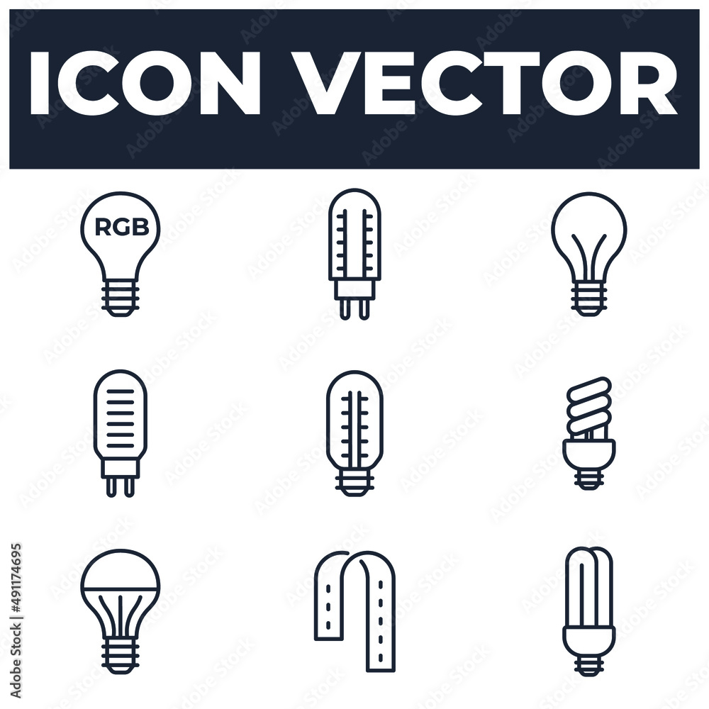 Poster set of light bulb elements symbol template for graphic and web design collection logo vector illustr