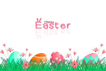 Happy Easter Day. Colorful Easter eggs different texture on white background 